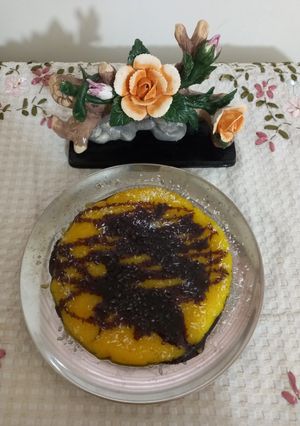 عکسی از دستور حلوا شیر با روکش سس شکلات