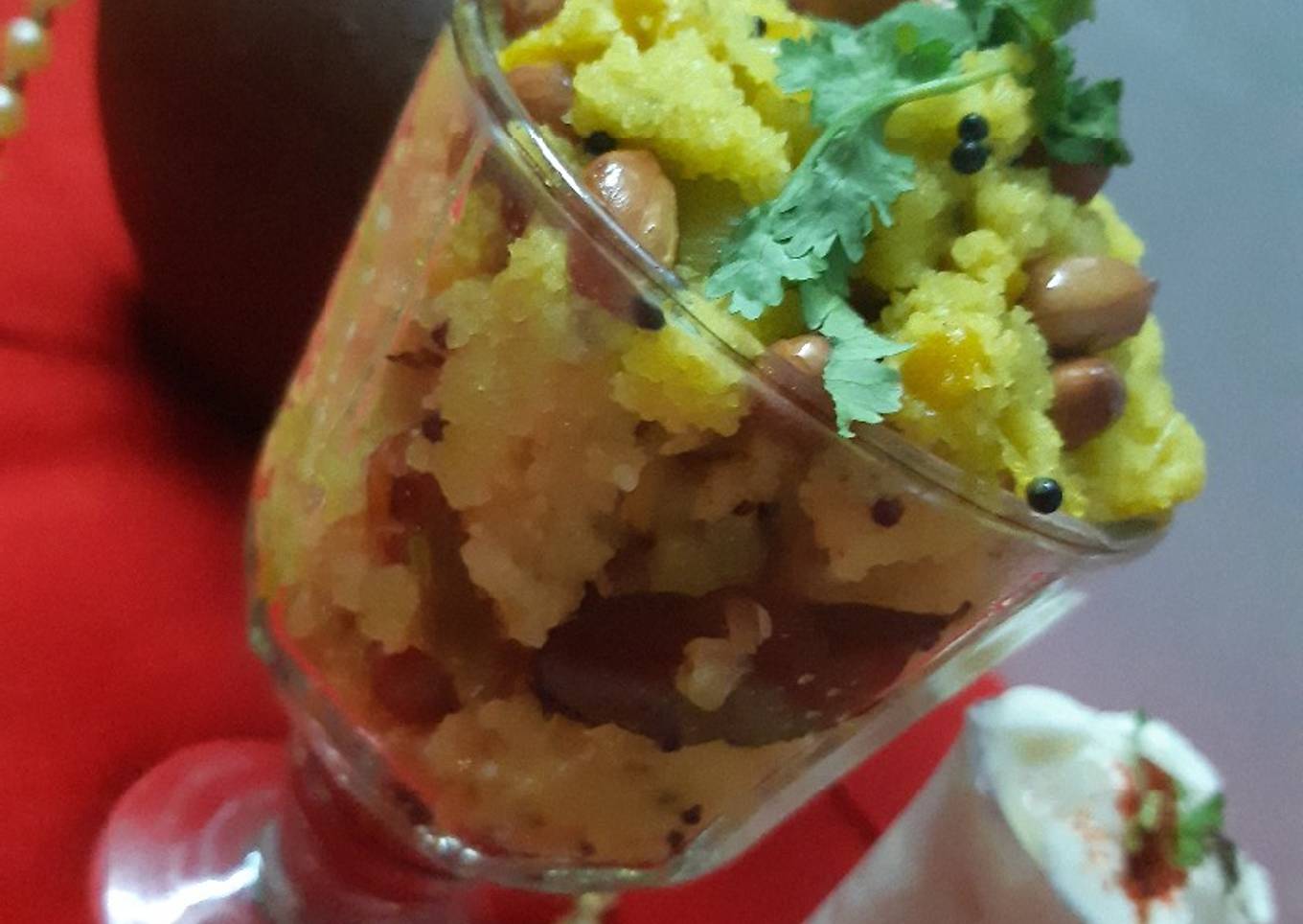 Upma with dahi handi