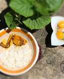 Ếch rim nghệ -bông cải nấu trứng non-ăn dặm