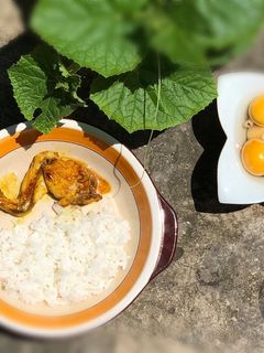 Hình của món Ếch rim nghệ -bông cải nấu trứng non-ăn dặm.