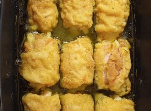 Foto de Bifinhos de Frango Panados Recheados com Queijo e Fiambre, aromatizados com alecrim