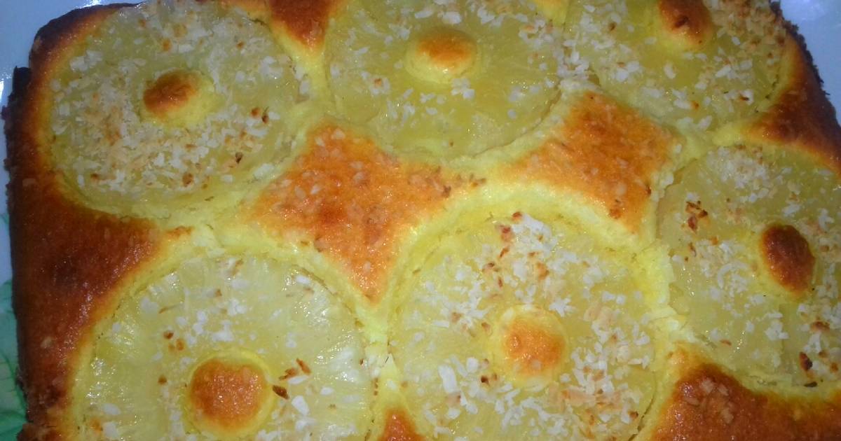 Пирог на кефире с ананасами консервированными рецепт с фото