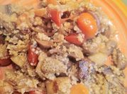 Una foto di melanzana e funghi