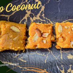 A picture of Mango Coconut Burfi.