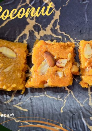 A picture of Mango Coconut Burfi.