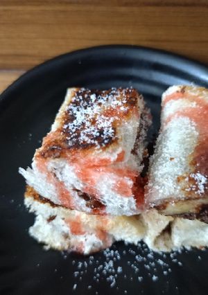 A picture of Nuetella and banana french toast roll ups.