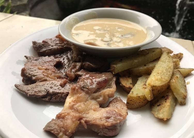 Steak Lokal dengan Saus Jamur