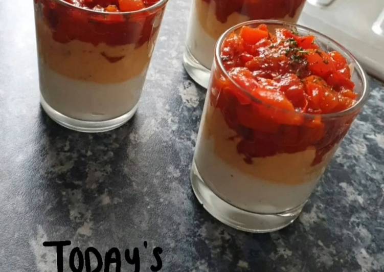 Verrine aux poivrons, chorizo et Saint-Agur