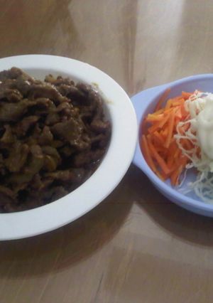 Foto resep Beef Teriyaki & Salad Sayur Ala Hokben