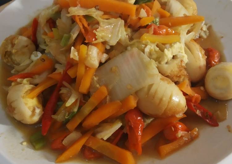 Resep Tumis sawi putih telor puyuh yang Bikin Ngiler