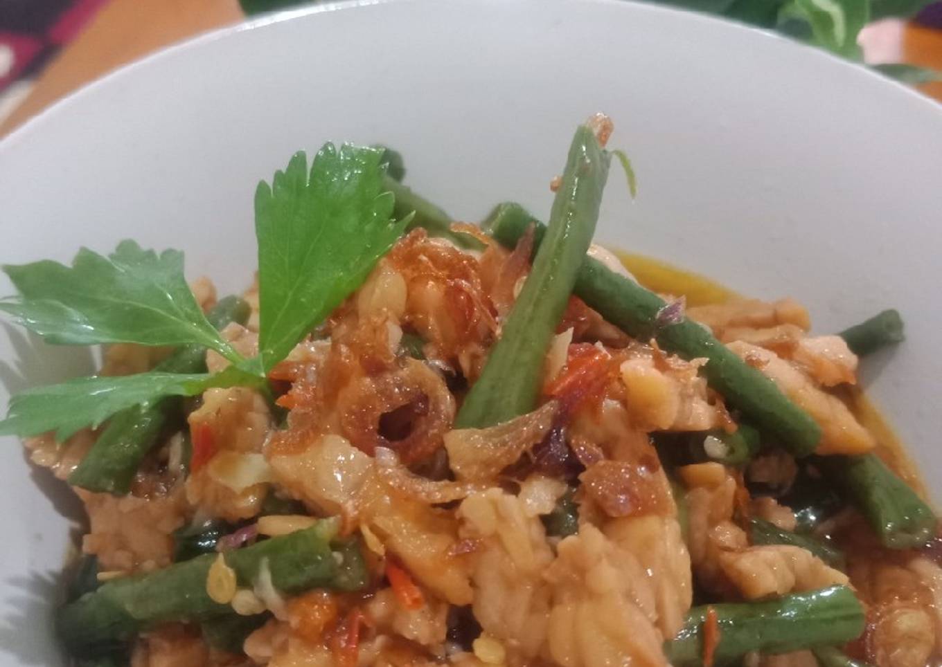 Tumis kacang panjang & tempe