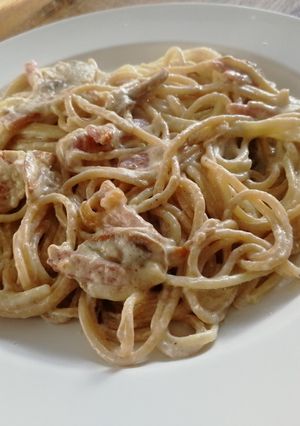 Una foto de Espaguetis carbonara