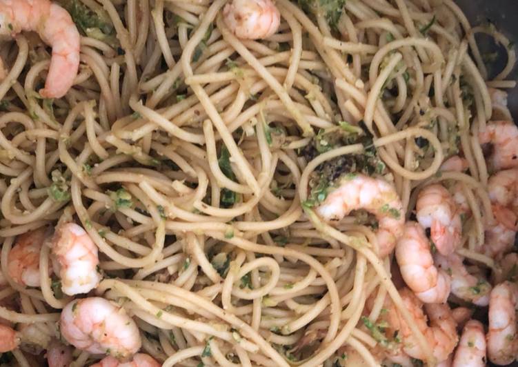 Comment Servir Spaghettis courgettes crevettes