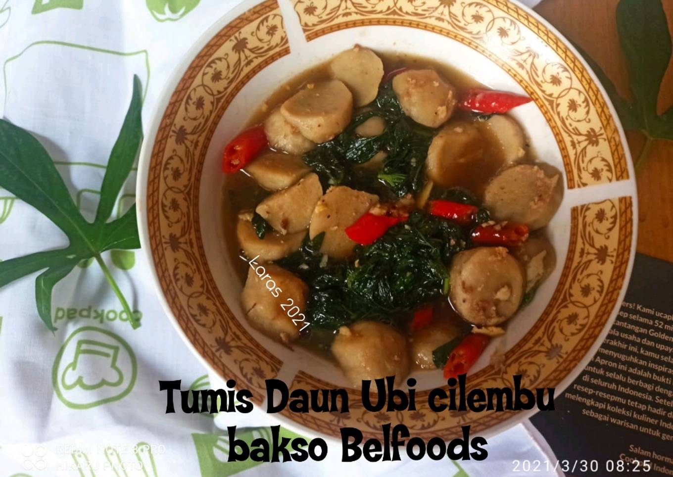 Tumis Daun Ubi Cilembu bakso Belfoods