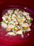 Ceviche de pescado cocido