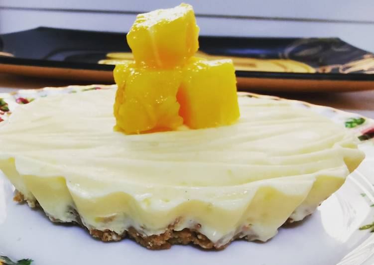 How to Make Quick Single Serving Frozen Mango Sorbet Cheesecake (no bake)