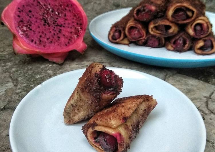 Resep masakan Dragon fruit chocolate french toast roll up #gulungankasihibu | Cara Bikin Dragon fruit chocolate french toast roll up #gulungankasihibu Yang Enak Dan Mudah