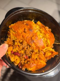 A picture of Cowboy Cornbread Casserole.