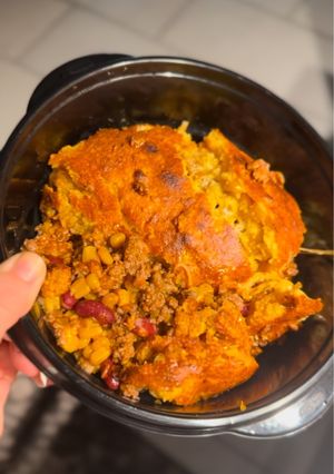 A picture of Cowboy Cornbread Casserole.