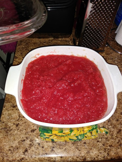 A picture of Spicy Cinnamon "RedHot" Homemade Applesauce.