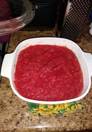 A picture of Spicy Cinnamon "RedHot" Homemade Applesauce.