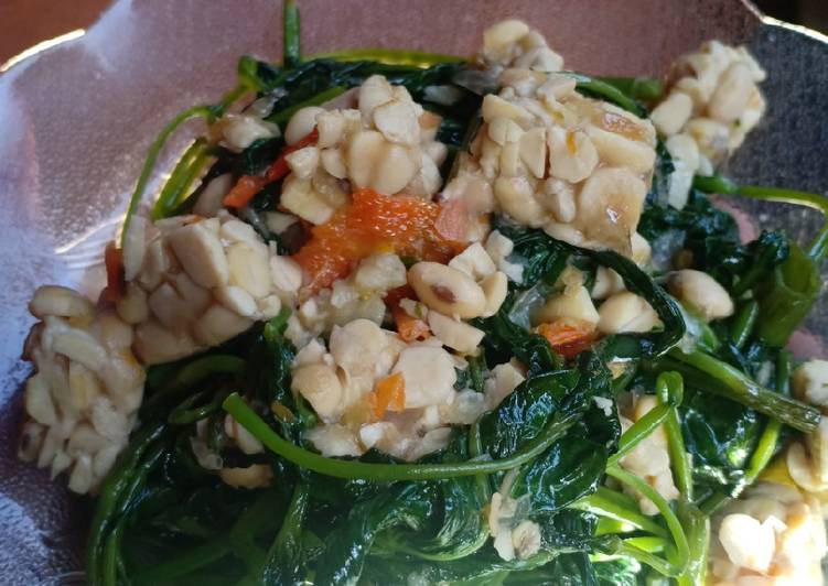 Tumis kangkung - tempe