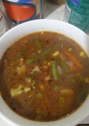A picture of Rosemary Vegetable Beef Soup.