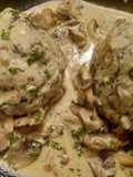 Mangold-Knödel in Champignonrahmsauce