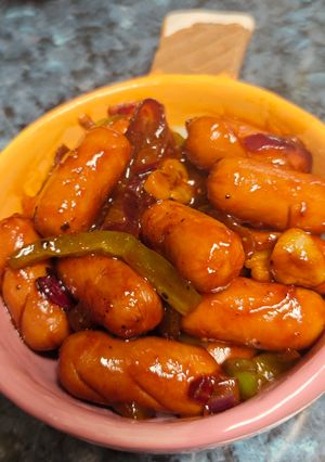 Una foto de Salchichas coreanas (Sausage yachae bokkeum)