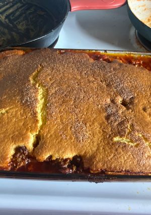 A picture of Chili Cornbread Pie.
