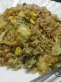 Sweet corn veg and egg drop fried rice