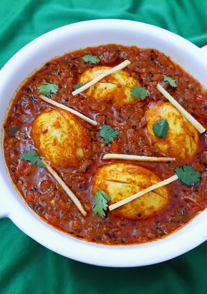 A picture of Achari Egg Masala Curry.