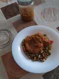 Judías de carilla con boloñesa vegana