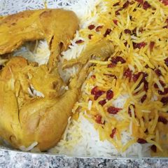 A picture of Barberry Rice with chicken (Irani rice).