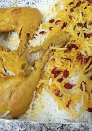 A picture of Barberry Rice with chicken (Irani rice).