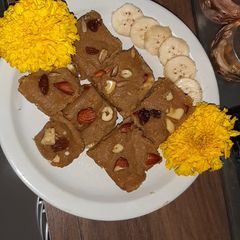 A picture of Banana Burfi   rich in calcium and potassium.