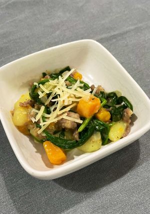 A picture of Gnocchi with Butternut Squash and Italian Sausage.