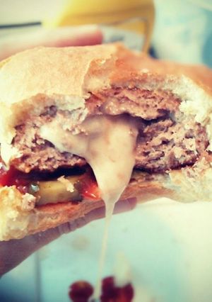 A picture of "The Full Monty" Stuffed Burger.
