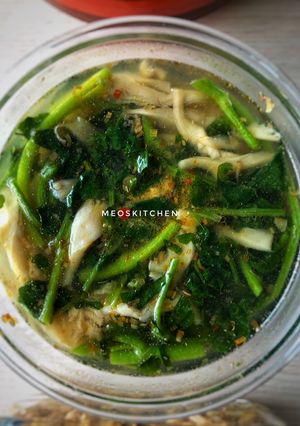 Hình của món Canh Rau Xà Lách Xoong Nấu Nấm Chay.