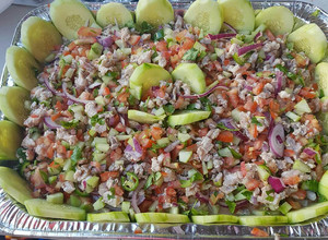 Una foto de Ceviche de pescado camarón y pulpo