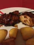 Solomillo de pavo caramelizado con salsa de frambuesa