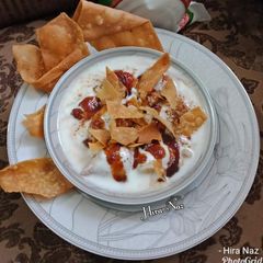 A picture of Meethi Dahi Phulki Chaat.