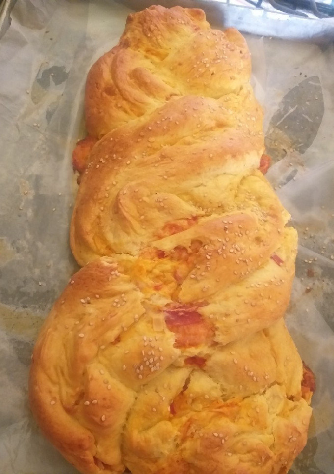 Una foto de Trenza de jamón y queso!