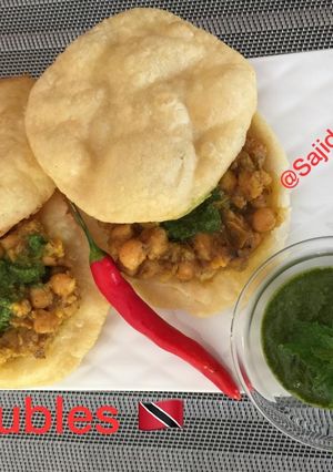 A picture of Doubles. Trinidad Street Food.