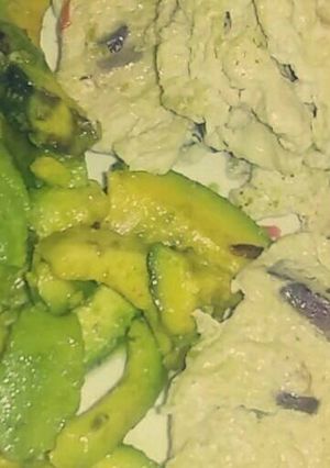 A picture of Fried eggs and butter glazed avocado #ketomeals.