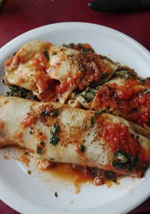 Una foto de Canelones de acelga con tuco