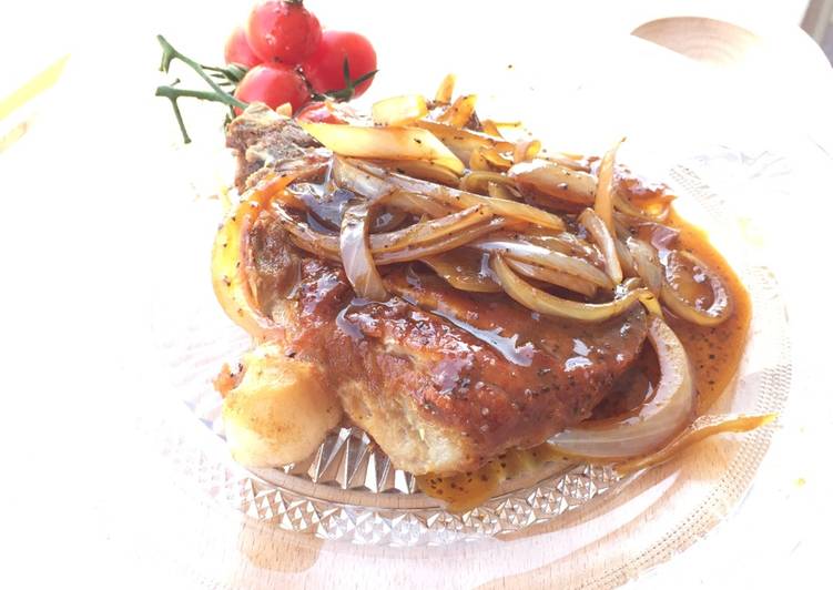 Step-by-Step Guide to Prepare Homemade Pork Chop With Onion Black Pepper Sauce