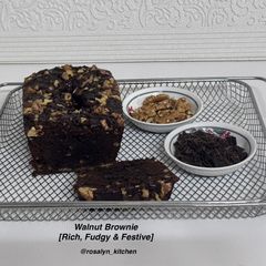 A picture of 9-Year Celebration Walnut Brownie – Rich, Fudgy & Festive.