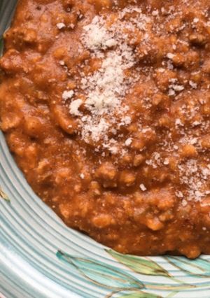 A picture of Homemade Meat Sauce with Rolled Oats & Lentil Flour.