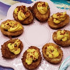 A picture of Clemson Fried Deviled Eggs.